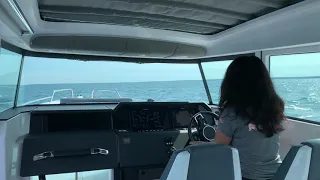 She's Driving the Axopar 37 43 mph on a Windy Day