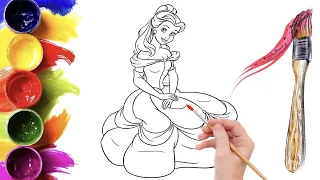 Coloring with Sticker Book Dress Up Disney Princess Ariel,Snow White,Belle,Cinderella,