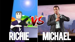 Dude Theft Wars Richie Vs Michael from GTA 5 !!! 🤔🤔🤔