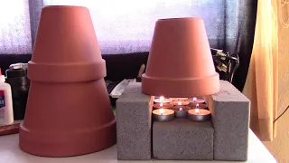 DIY Survival Air Heater! 300w/450w of heat! uses NO electricity! cooks too! clay/brick radiant heat!