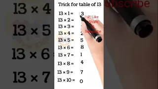 Trick for Table of 13, Multiplication table trick, #tabletrick #mathstrick #shorts @growkids