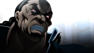 Рецу в бешенстве нападает на Дойла / Безумный момент из аниме Боец Баки