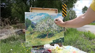 Plein Air Painting: Spring Apple Tree in Bloom