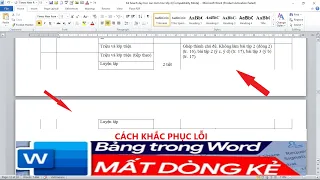 Cách sửa lỗi bảng trong Word bị mất dòng kẻ. Khắc phục bảng trong Word  mất dòng kẻ khi sang trang.