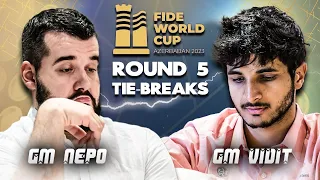 Ang tagal hinintay ang BUMI sa MATCH! | Vidit vs Nepo FIDE World Cup 2023 Round 5 TB