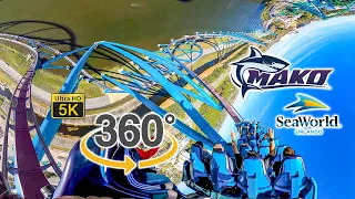 VR 360 5K Mako Roller Coaster On Ride Back Seat POV SeaWorld Orlando 2022 01 14