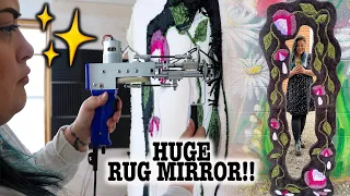 HOW TO MAKE A TUFTED MIRROR FOR BEGINNERS!! FIBER ART FLORAL FRAME 🪞