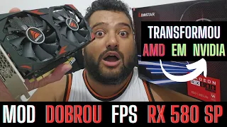 COMO  DOBRAR  DESEMPENHO  DA  RX 580 SP ?  MOD  GERADOR  FPS - TRANSFORMOU  PLACA  AMD  EM  NVIDIA ?