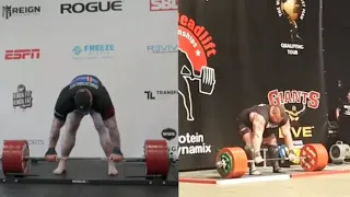 Hafthor Bjornsson vs Eddie Hall side by side 501kg and 500kg