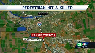 Woman dies being struck by car while walking across freeway lanes in Stockton