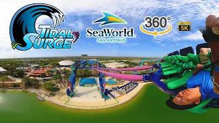 VR 360 5K Tidal Surge On Ride and Off Ride POV SeaWorld San Antonio 2022 04 10