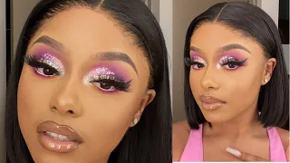 *DETAILED* 🌸💕PINK GLITTER CUT CREASE| Client Tutorial| Step By Step Makeup Tutorial 💕🌸