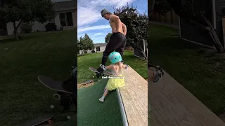 SKATE TIP: How To Teach Dad To Drop In #skateboarding #skatergirl #family