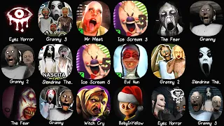 Granny Chapter Two, Mr Meat, Ice Scream 3, Eyes Horror, Granny, Evil Nun, Baby In Yellow, Granny 3..
