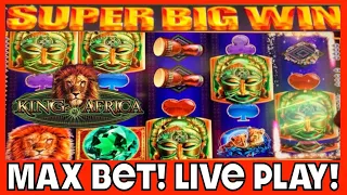 **BIG WINS!!!** MAX BET! LIVE PLAY ON KING OF AFRICA SLOT MACHINE (WMS) #slots #casino