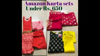 Amazon Kurta sets Unboxing|| Kurta sets under Rs.650 || Ethnic wear || 3 Piece Kurta sets