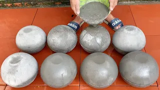 Unique ideas from plastic pots and cement  - DIY coffee table and flower pot at home / build garden