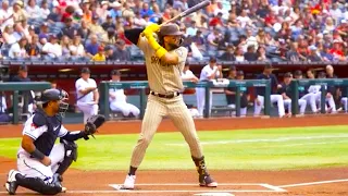 Fernando Tatis Jr Slow Motion Baseball Swing - Hitting Mechanics Home Run Instruction Video Tips Hit