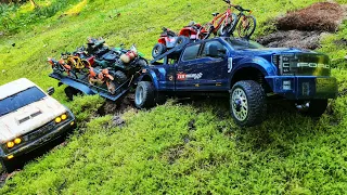 Transportation of equipment on a Ford F450 FAILED! Even a tractor won't help... RC OFFroad 4x4