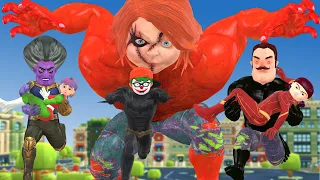 Chucky ZombieHulk Defeat Team Avengers Vs Dc Comics : Flash , Batman- Scary Teacher 3D Fun Animation