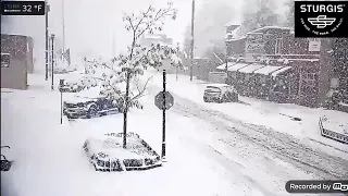 Time-lapse snowstorm in South Dakota, Sturgis, USA. October 12-13, 2021