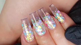 HOW TO: Glass Clear Glitter Nails For Beginners| Step By Step Acrylic Nails Tutorial | GIVEAWAY!