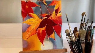 Autumn Leaves Acrylic Painting | Realistic Fall Leaves Painting | Neha Vartak Art