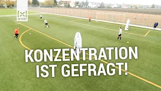 Komplexe Torabschluss Fussballübung: Passfolge mit Torschuss