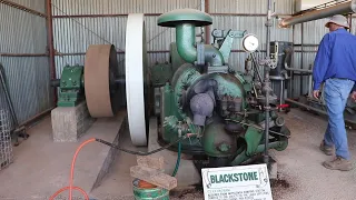 Starting  the Blackstone engine at the Booleroo Steam and Traction Rally, South Australia