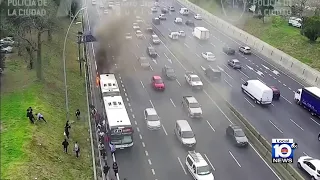 Bus catches fire on Argentina highway