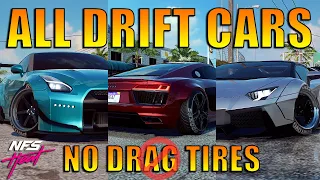 NFS Heat - All Drift Cars That Can Drift With Full Drift/Showcase Setup (NO DRAG TIRES INSTALLED)