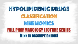 Hypolipidemic Drugs Classification, mechanism of action and Mnemonics : Pharmacology Drugs Series