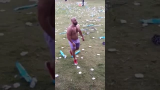 Drunk man fighting for nothing