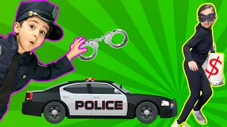 Kids police pretend play Video | Police chase and catch thief | funny cups stories | kids police car