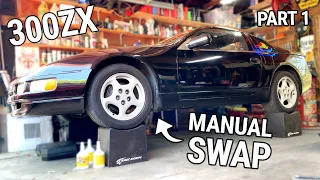 Nissan 300ZX Z32 Automatic to Manual Swap Part 1: Transmission Seals, Oil Leaks, Exhaust Removal