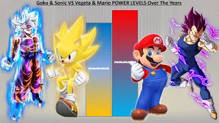 Goku & Sonic VS Vegeta & Mario POWER LEVELS Over The Years - DB / DBZ / DBS / Sonic / Mario