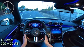 2022 MERCEDES BENZ C 220 d 200+20 PS NIGHT POV DRIVE WÜRZBURG TOP SPEED AUTOBAHN (60 FPS)