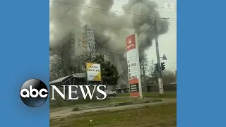 Smoke rises after missile strike in Ukraine