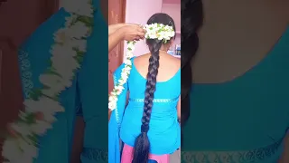 long Hair Jasmine flowers decoration #hairstyles #hair #Nirmala Hairstyles #shortsvideo #shorts