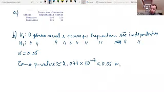 Tabelas de contingência/regressão linear (aula ao vivo) - dependência entre variáveis - parte 2