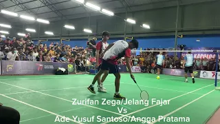 Final Badminton Paling Seru Kapolda Cup Jambi 2023. Top 1 Riau Zega/Jelang VS Ade/Angga Ex Platnas