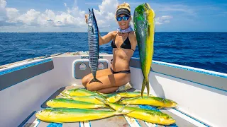 Would YOU Keep All These Fish? Am I GREEDY? Offshore Mahi Mahi Catch & Cook