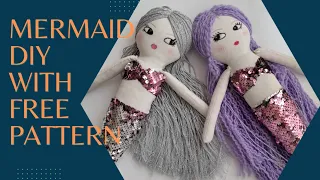 Tutorial: Pretty Mermaid Doll DIY  (With Free Pattern) (Part 1 : Body)