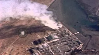 Strafing Japanese shore installations in Okinawa in Japan HD Stock Footage