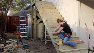 How To Build a Large Outdoor Staircase | DIY Stairs Stringers Risers Railing