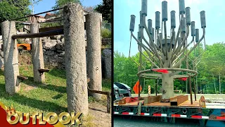 What Are These Mysterious Concrete Supports And This Large Metal Exhaust System With Multiple Arms?