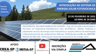 Palestra Técnica - Introdução ao sistema de energia solar fotovoltaica