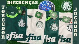 Diferenças entre as camisas do Palmeiras versão torcedor e jogador 23/24 - tailandesa 1.1