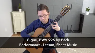 Gigue, Suite in E Minor, BWV 996 by Bach and Lesson for Classical Guitar.