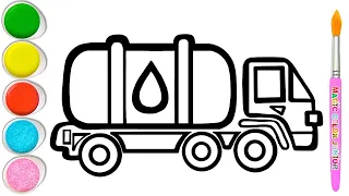 Drawing And Coloring a Water Tanker Truck | Step by Step